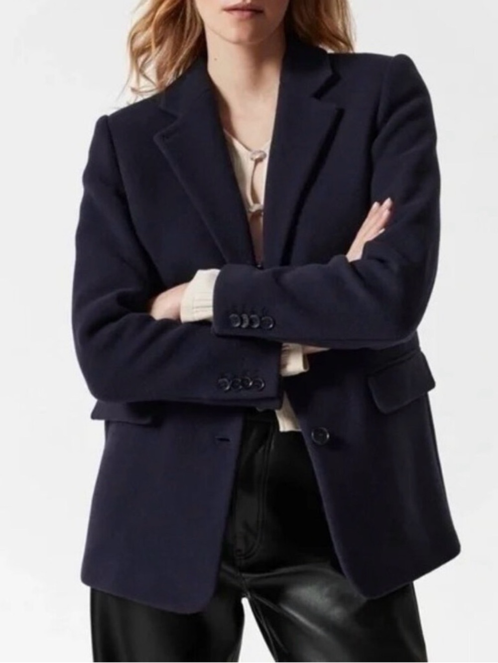 & Other Stories Navy Wool Blazer Jacket